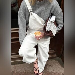 Reformation Arlo Denim Overalls Ivory - Size S